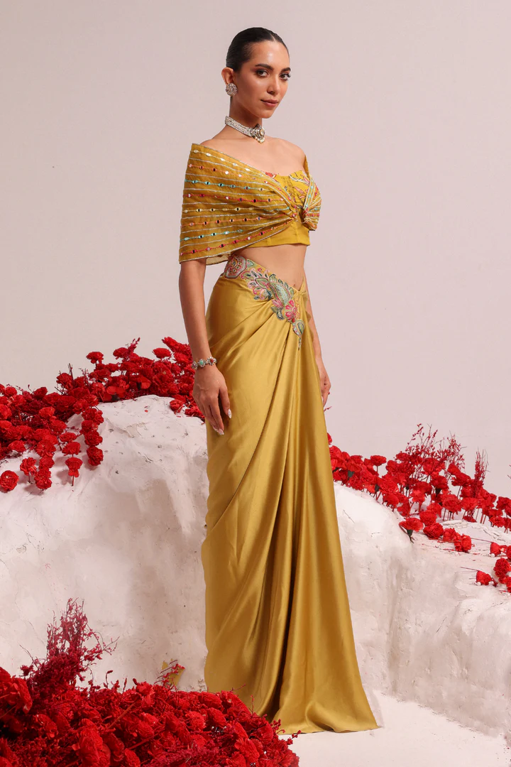 Albela wrap drape skirt with jacket