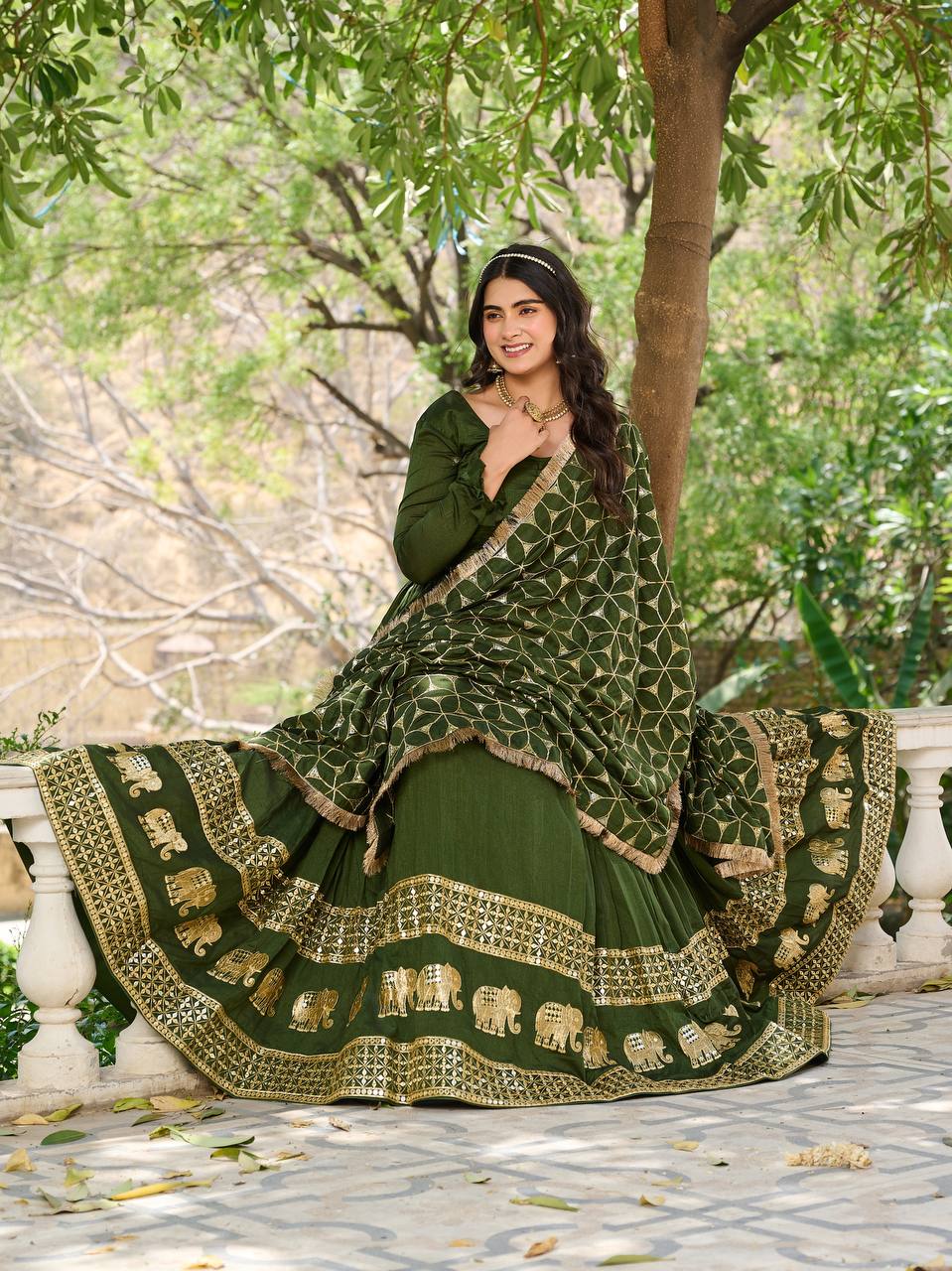 Festive Green Flared Anarkali Gown with Zari Embroidery"