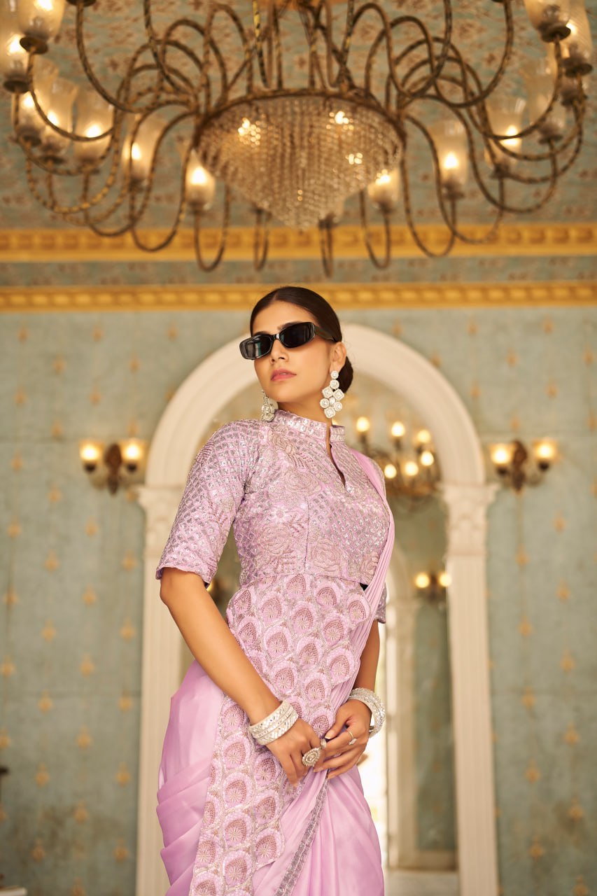 Baby Pink Designer Saree Indore
