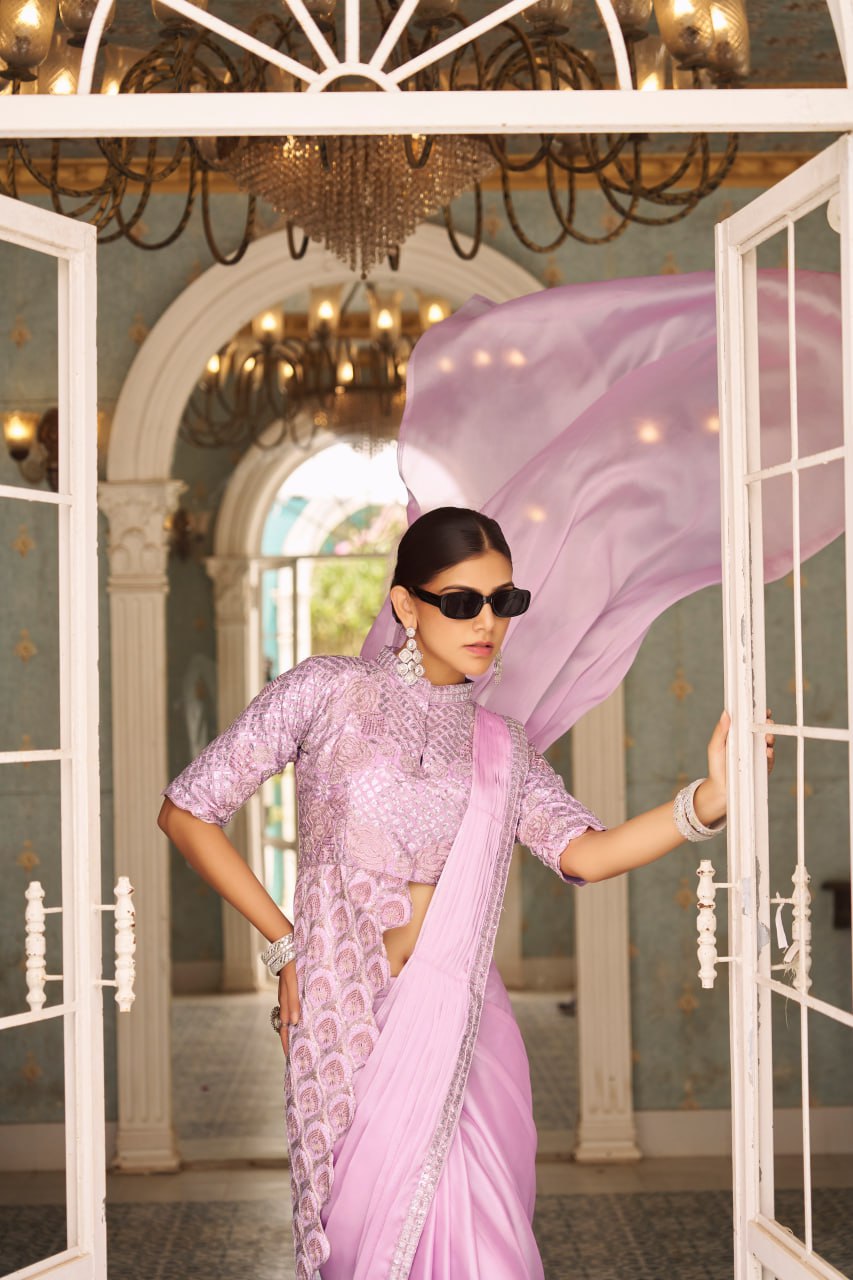 Baby Pink Designer Saree