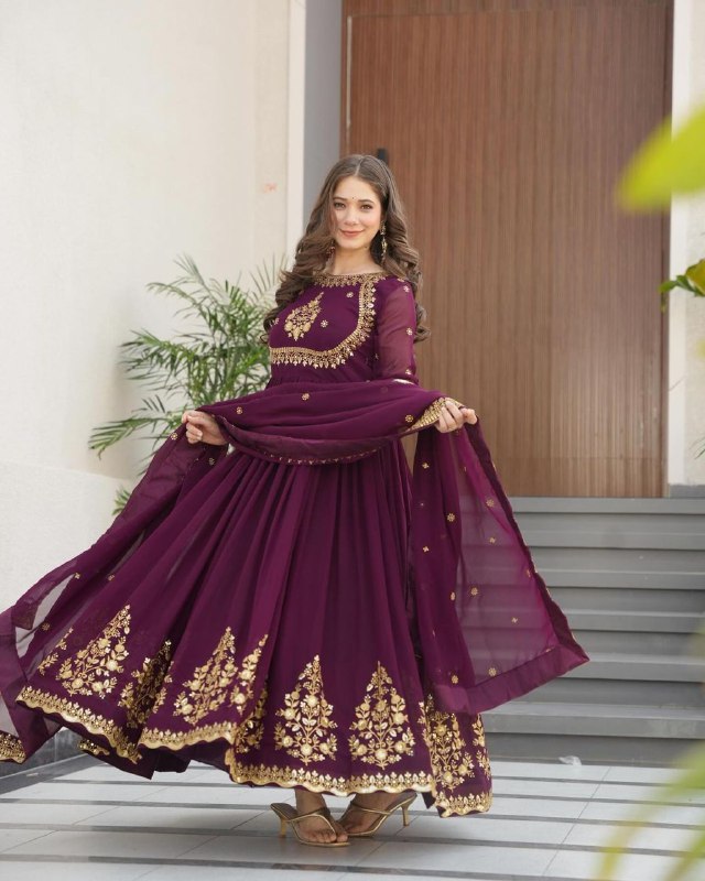 Buy Designer Party Gown and Dupatta India