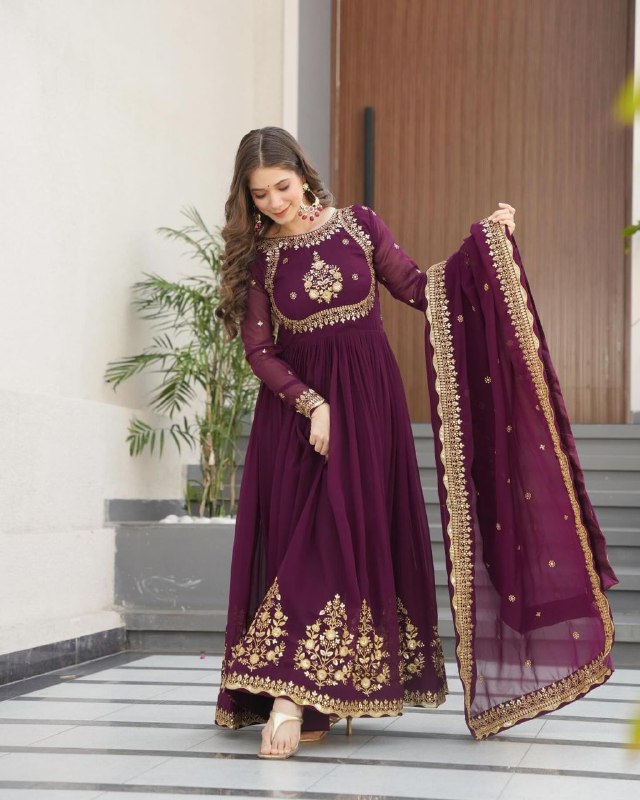 Buy Designer Party Gown and Dupatta