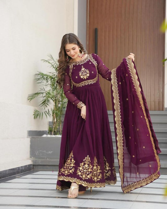 Buy Designer Party Gown and Dupatta
