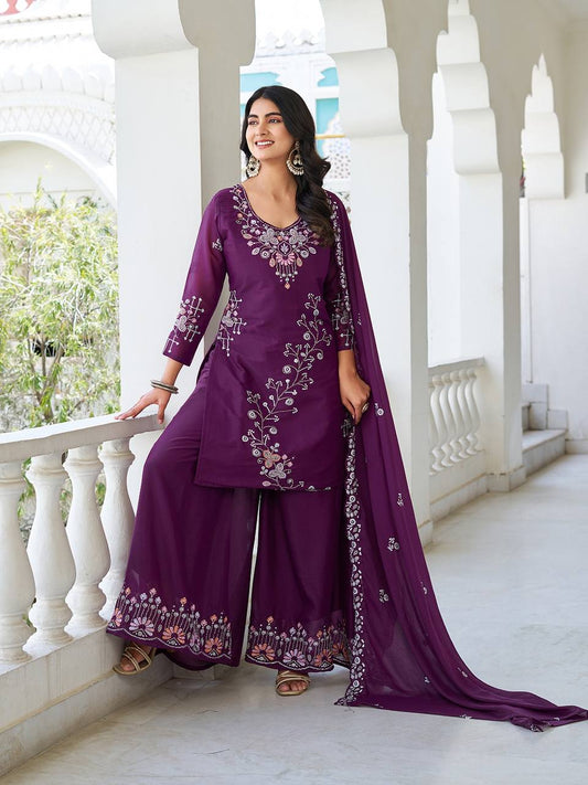 Designer Moti Work Kurta Palazzo and Dupatta