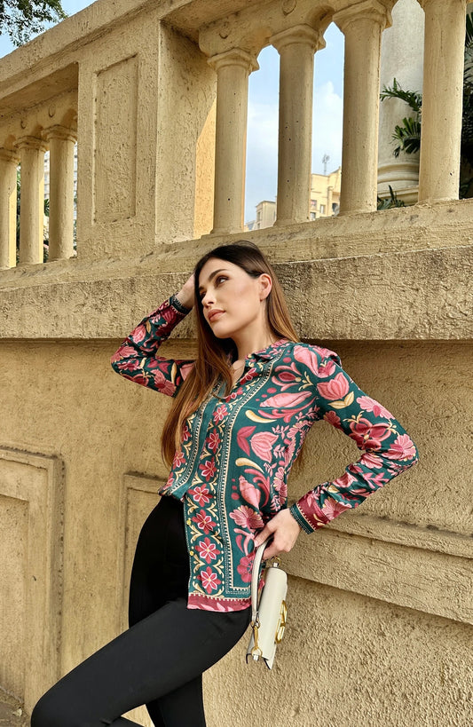 Buy sheer floral shirt women