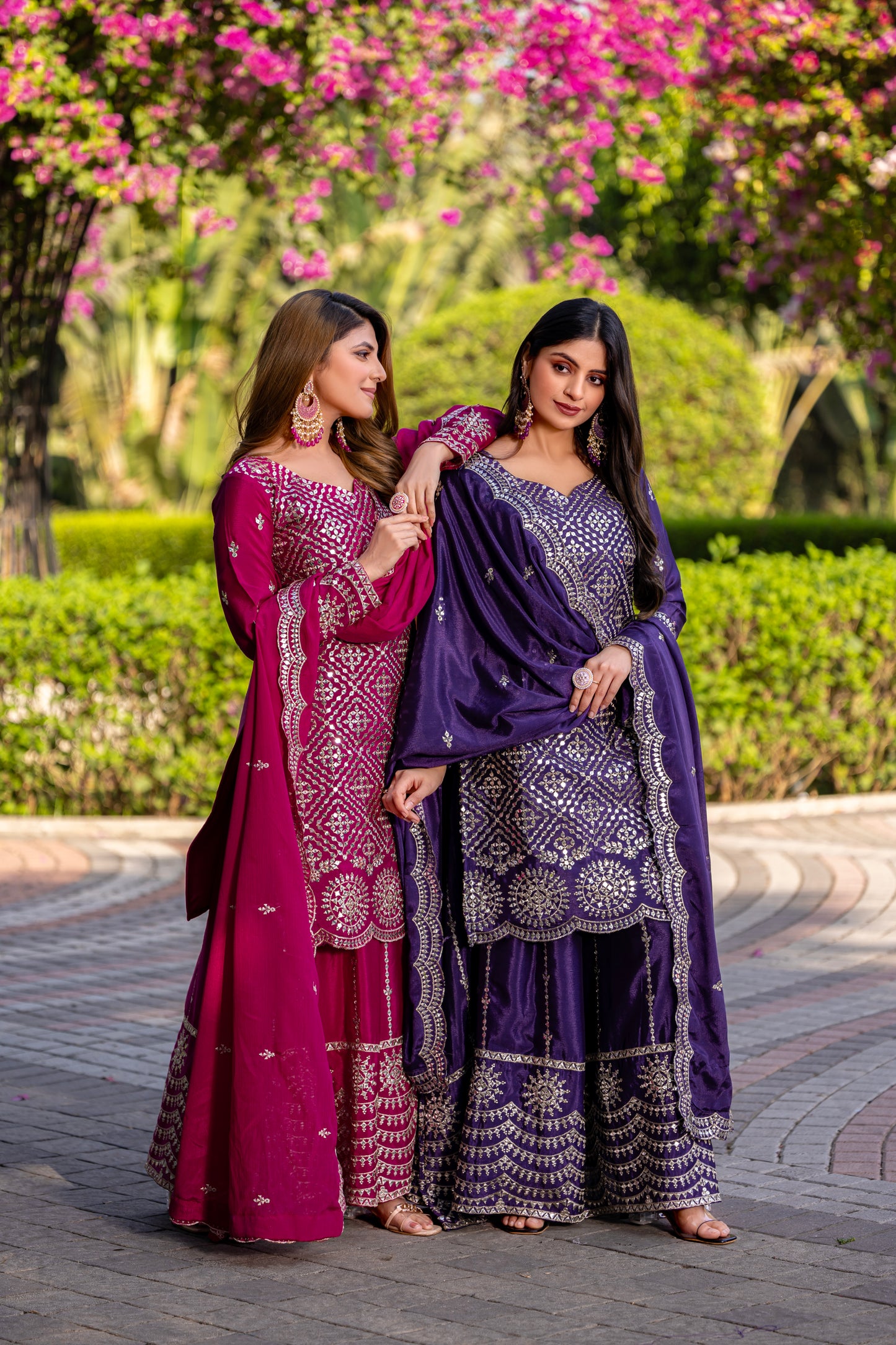 Royal Purple Embroidered Sharara Suit with Dupatta