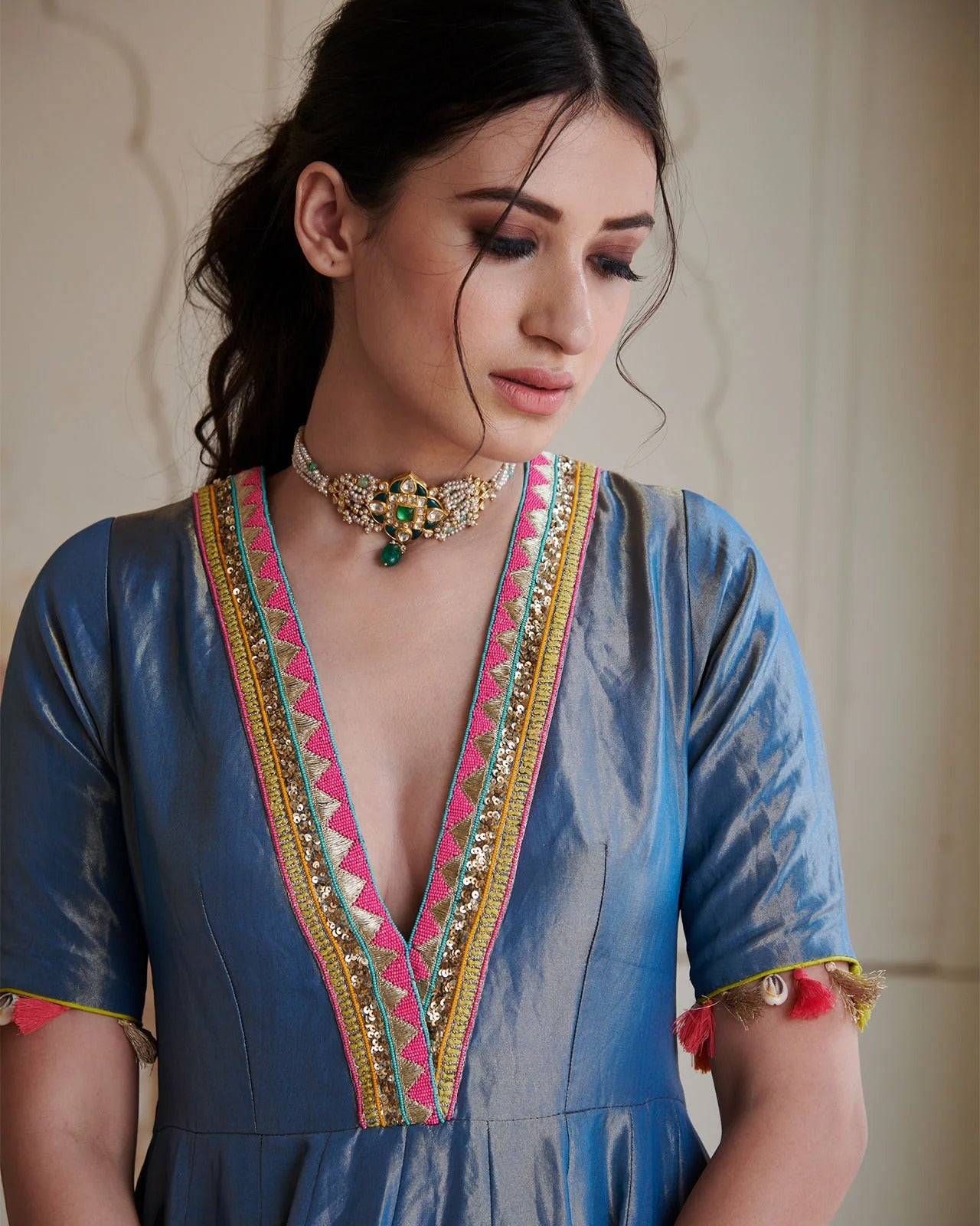 Moonlight Blue Anarkali Set