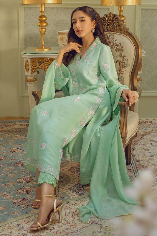Mint green designer embroidered suit set