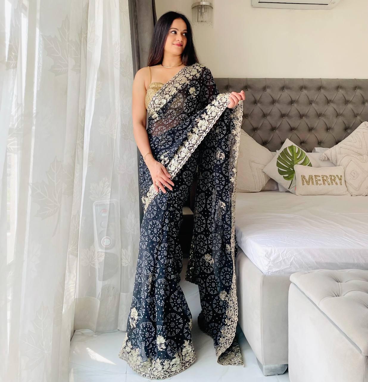 Buy Party Wear Blue Saree for Women Bengaluru