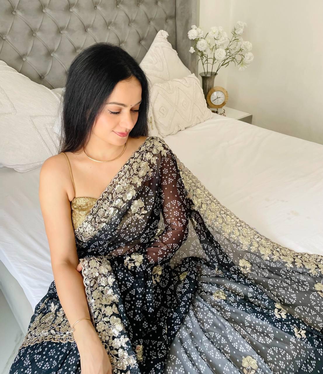Party Wear Blue Saree for Women