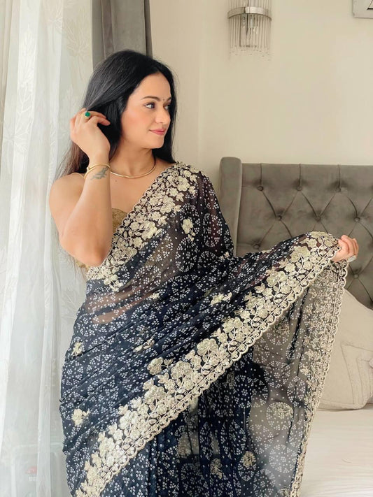 Buy Party Wear Blue Saree for Women