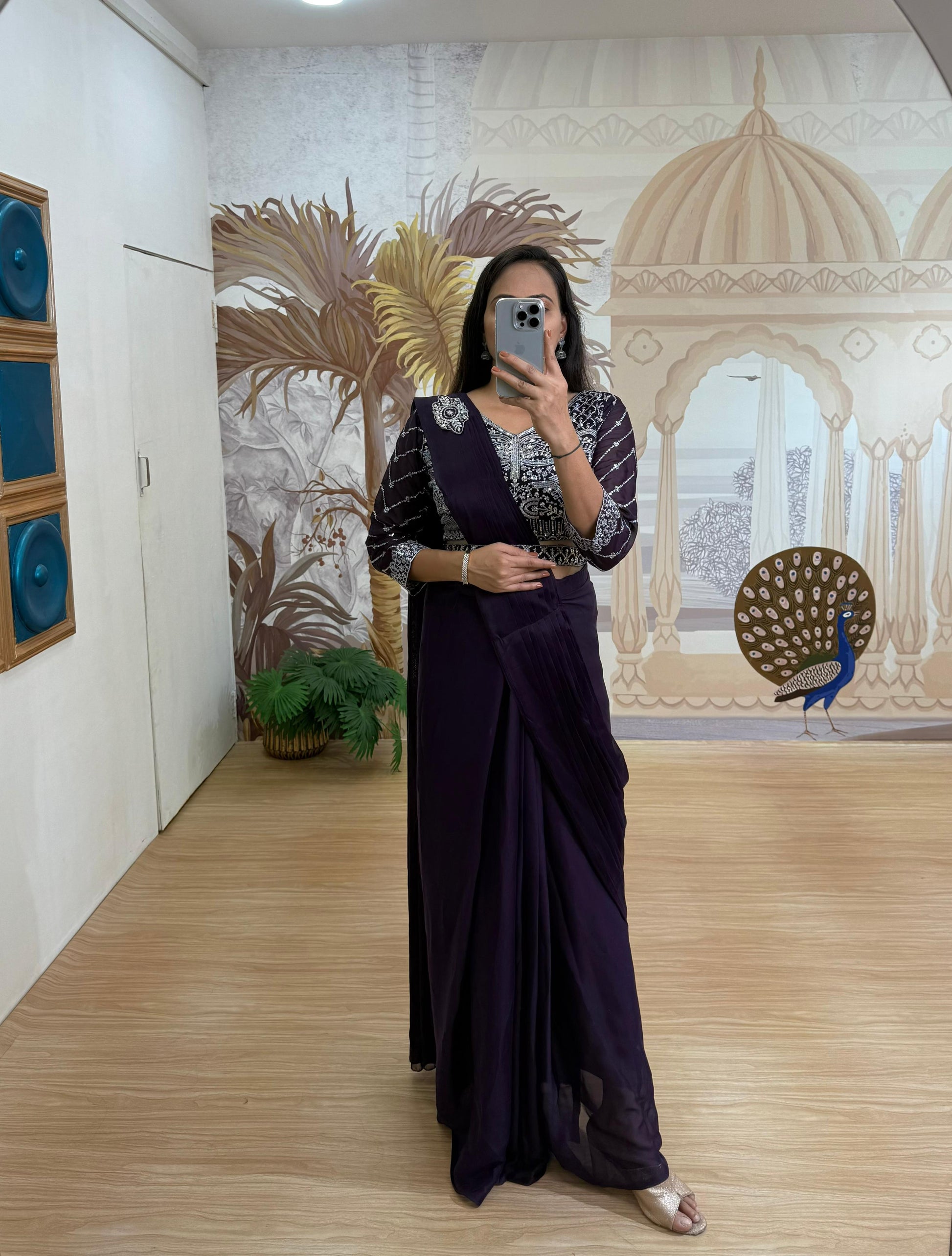 Dark Purple Designer Saree