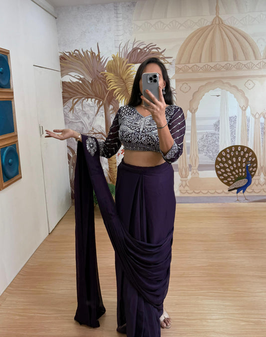 Buy Dark Purple Designer Saree Bengaluru
