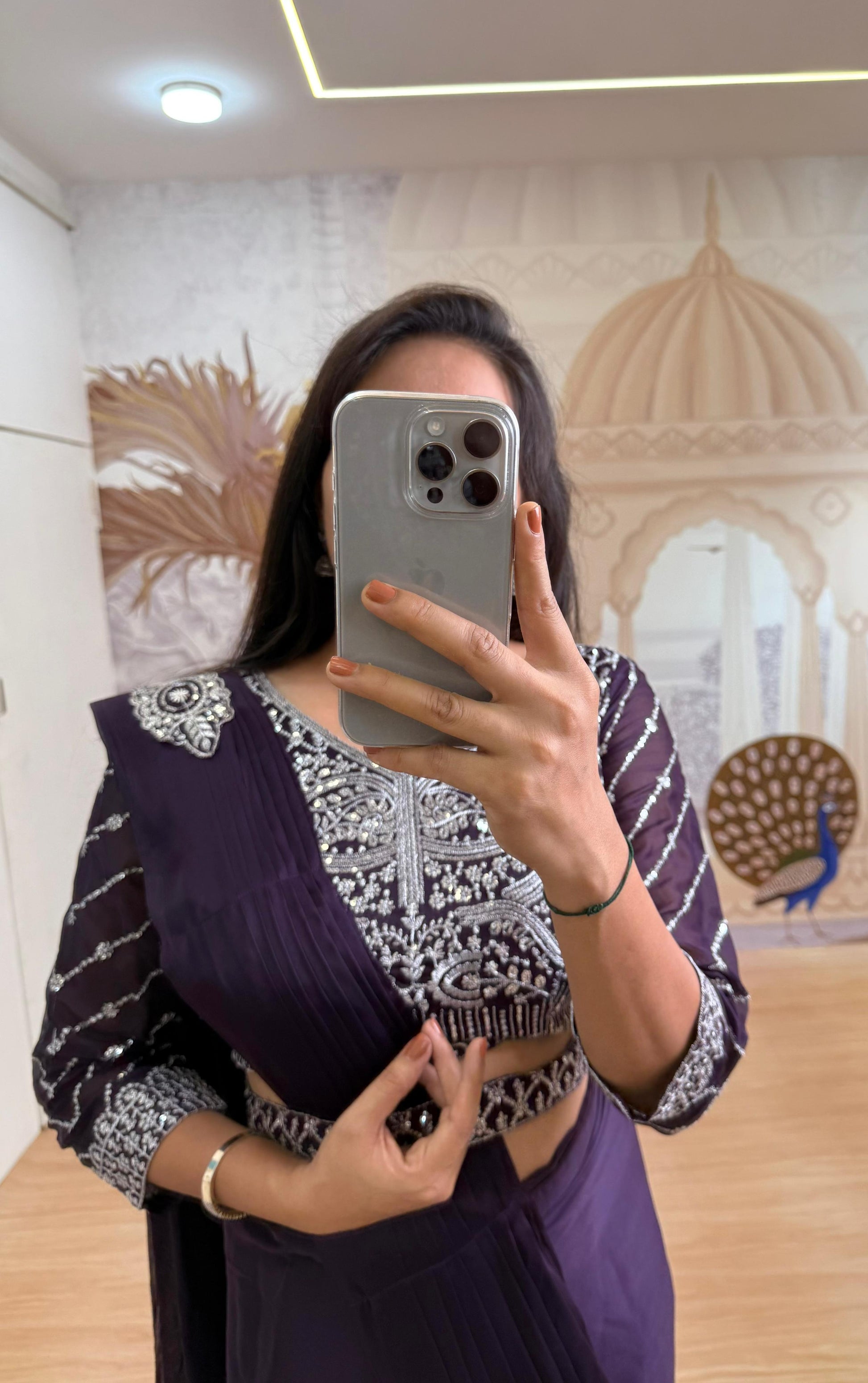 Buy Dark Purple Designer Saree