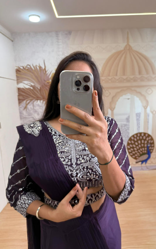 Buy Dark Purple Designer Saree