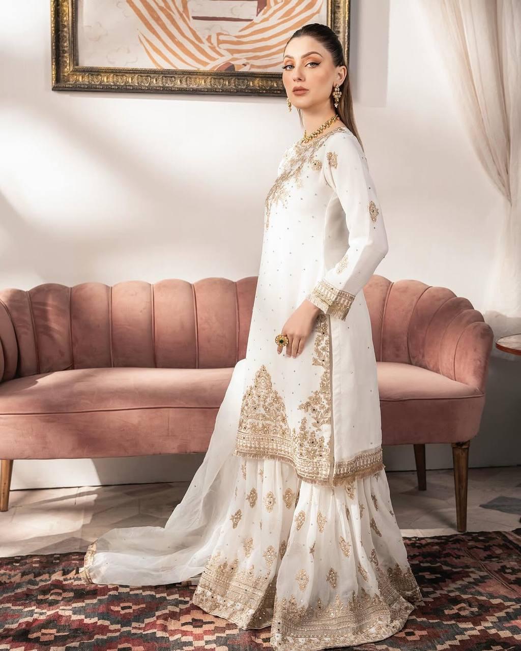 Faux Georgette With Heavy Embroidery Sequence Work sharara set