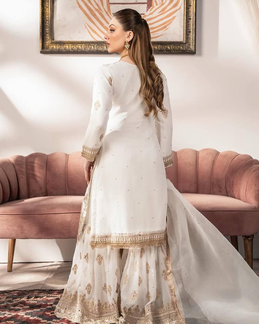 Faux Georgette With Heavy Embroidery Sequence Work sharara set
