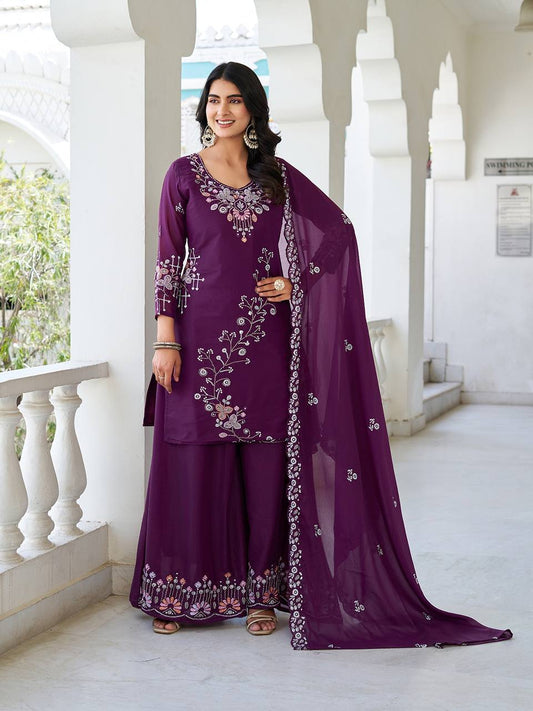 Designer Moti Work Kurta Palazzo and Dupatta