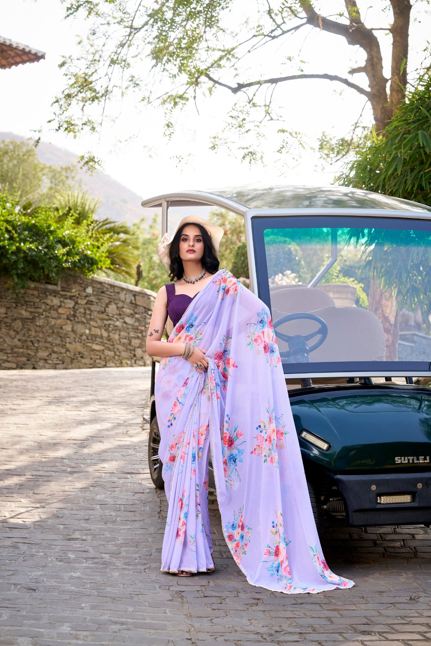 Lavender Colour Designer Saree Indore