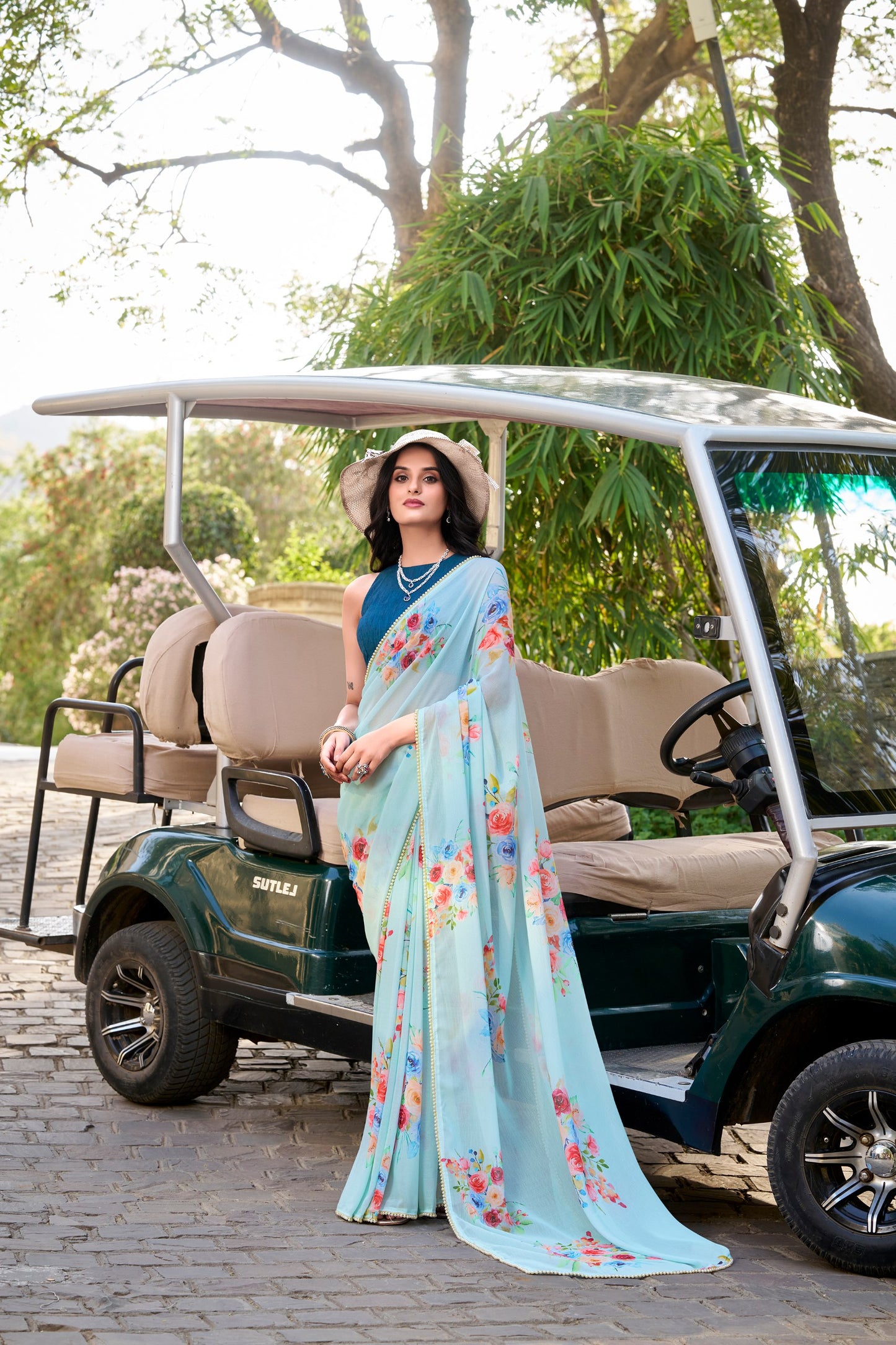 Sky Blue Colour Designer Saree Bengaluru