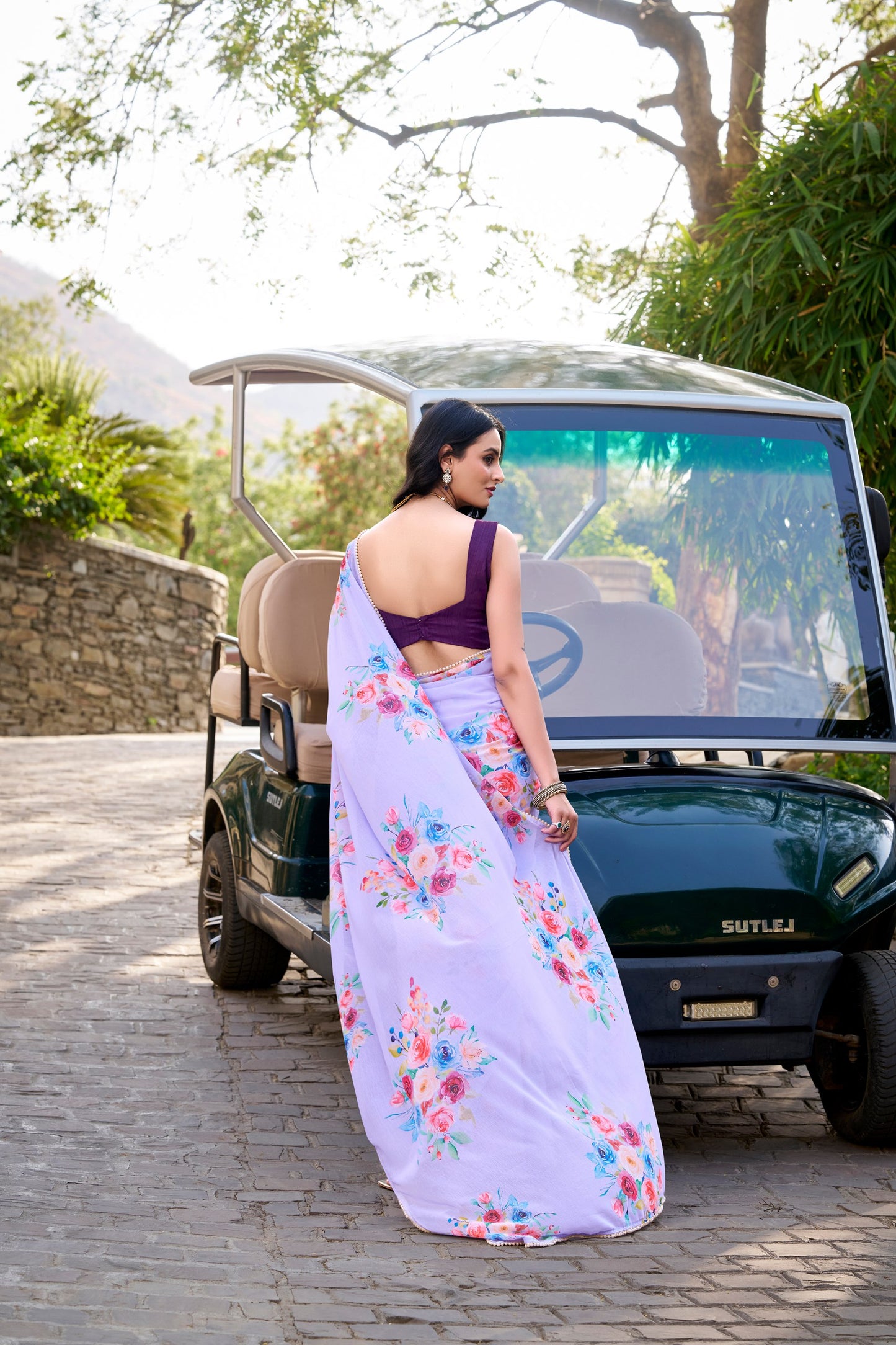 Lavender Colour Designer Saree