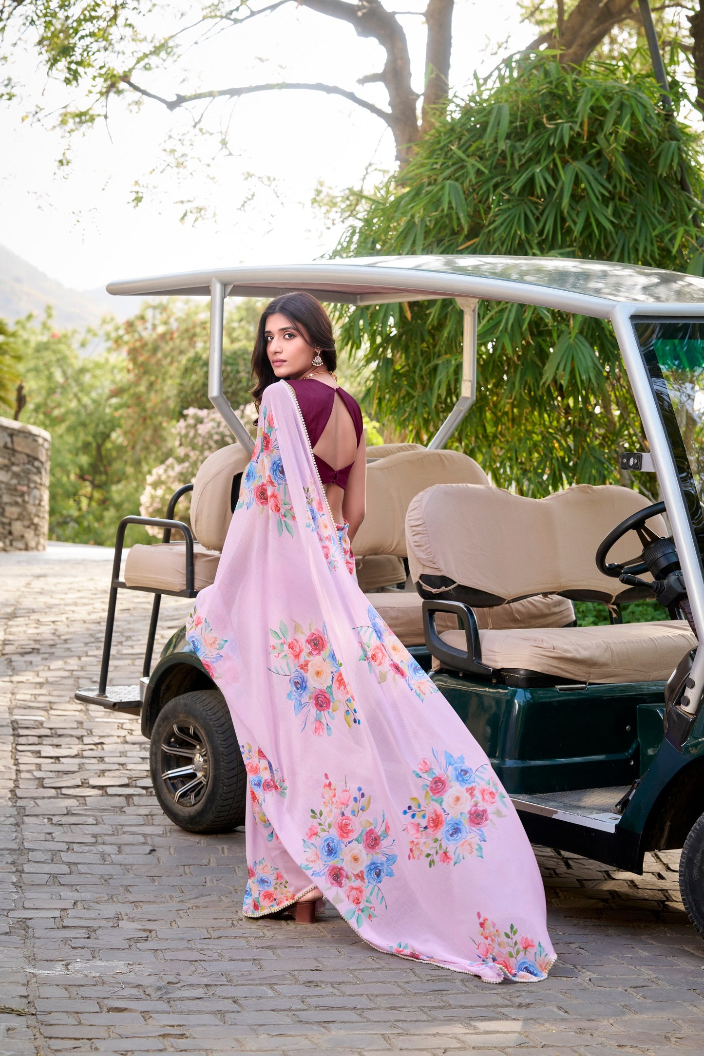Buy Pink Colour Designer Saree