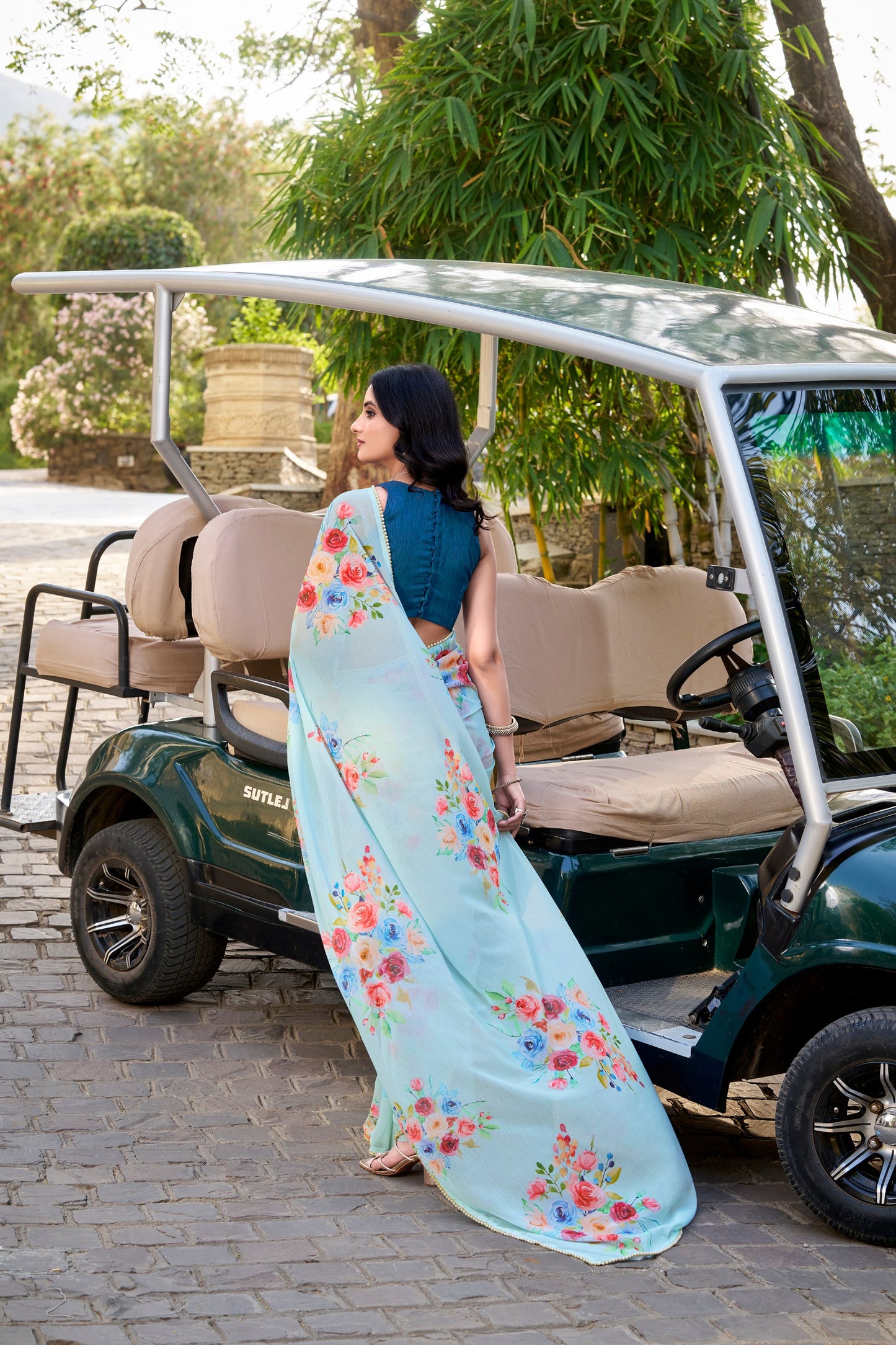 Buy Sky Blue Colour Designer Saree Bengaluru