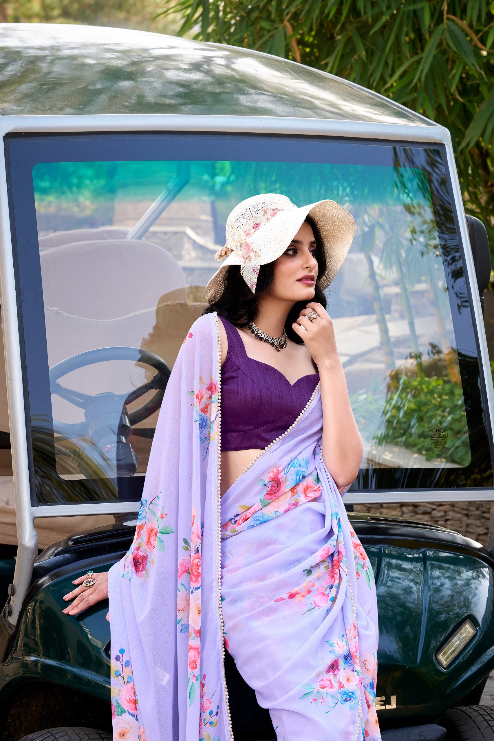 Buy Lavender Colour Designer Saree