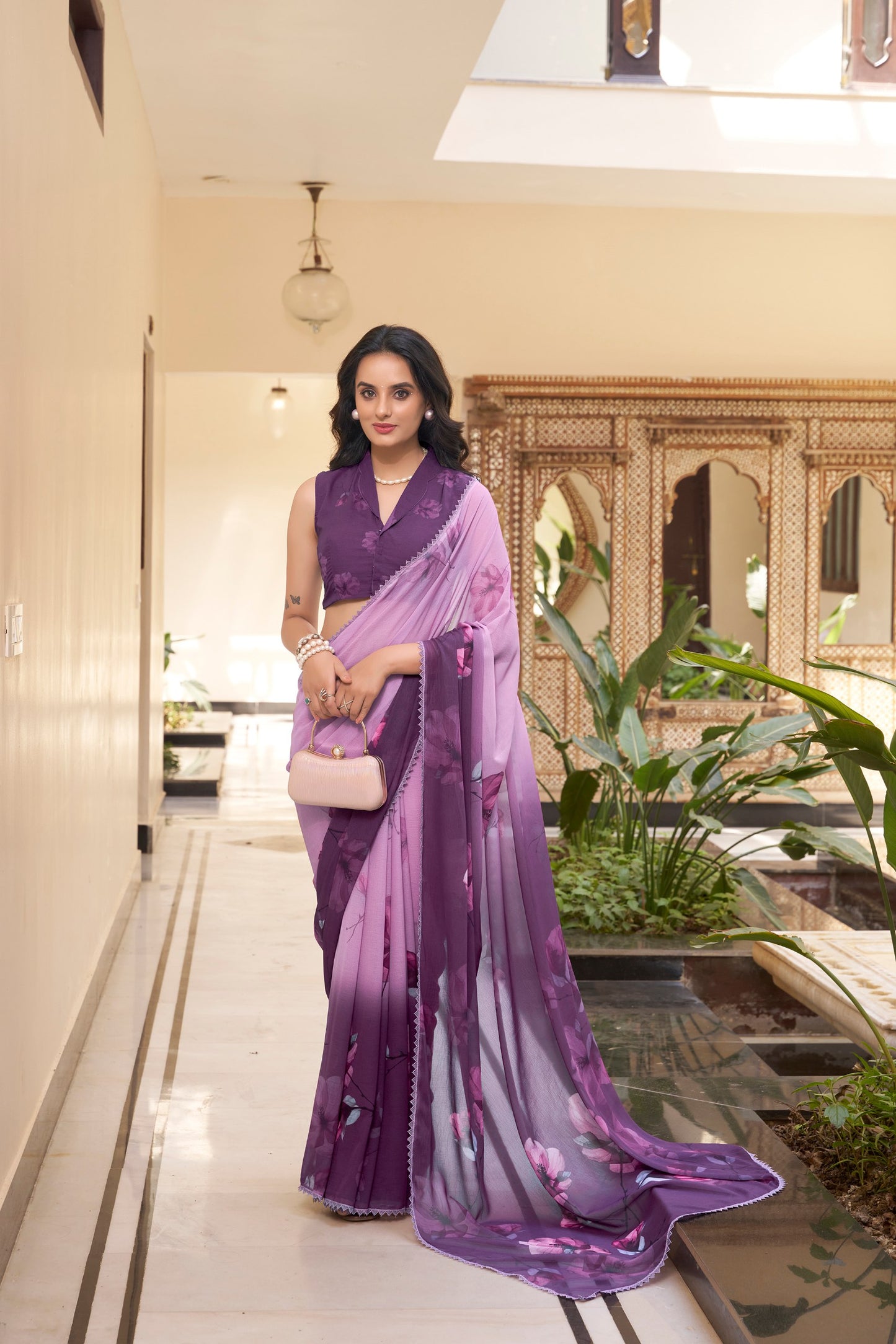 Buy Multi Colour Designer Saree Bengaluru Purple