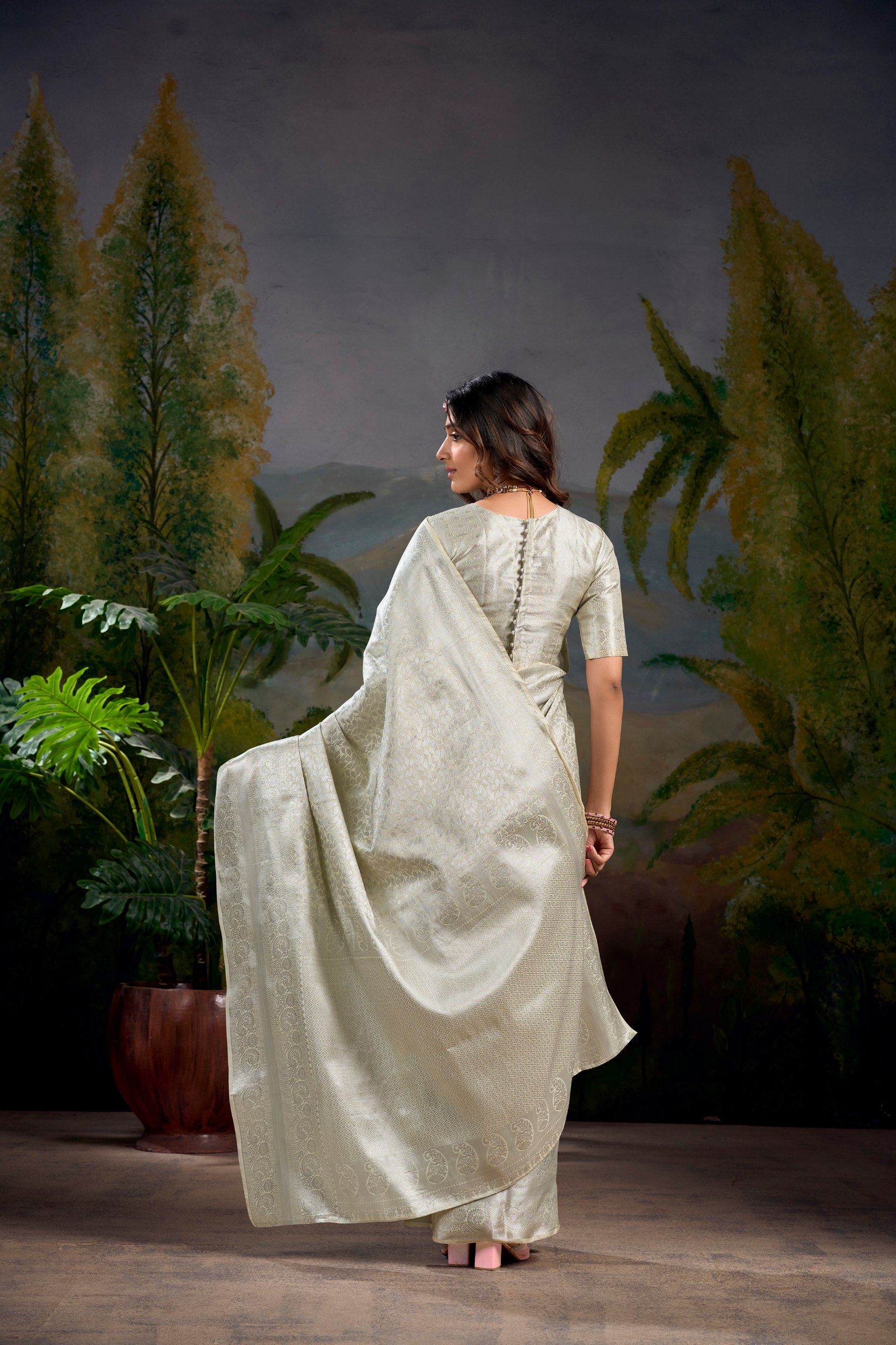 White Colour Designer Saree