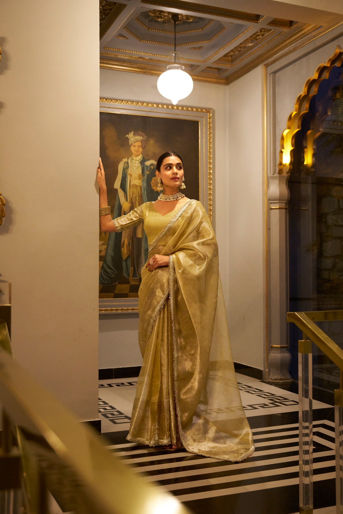Buy Gold Colour Designer Saree Indore
