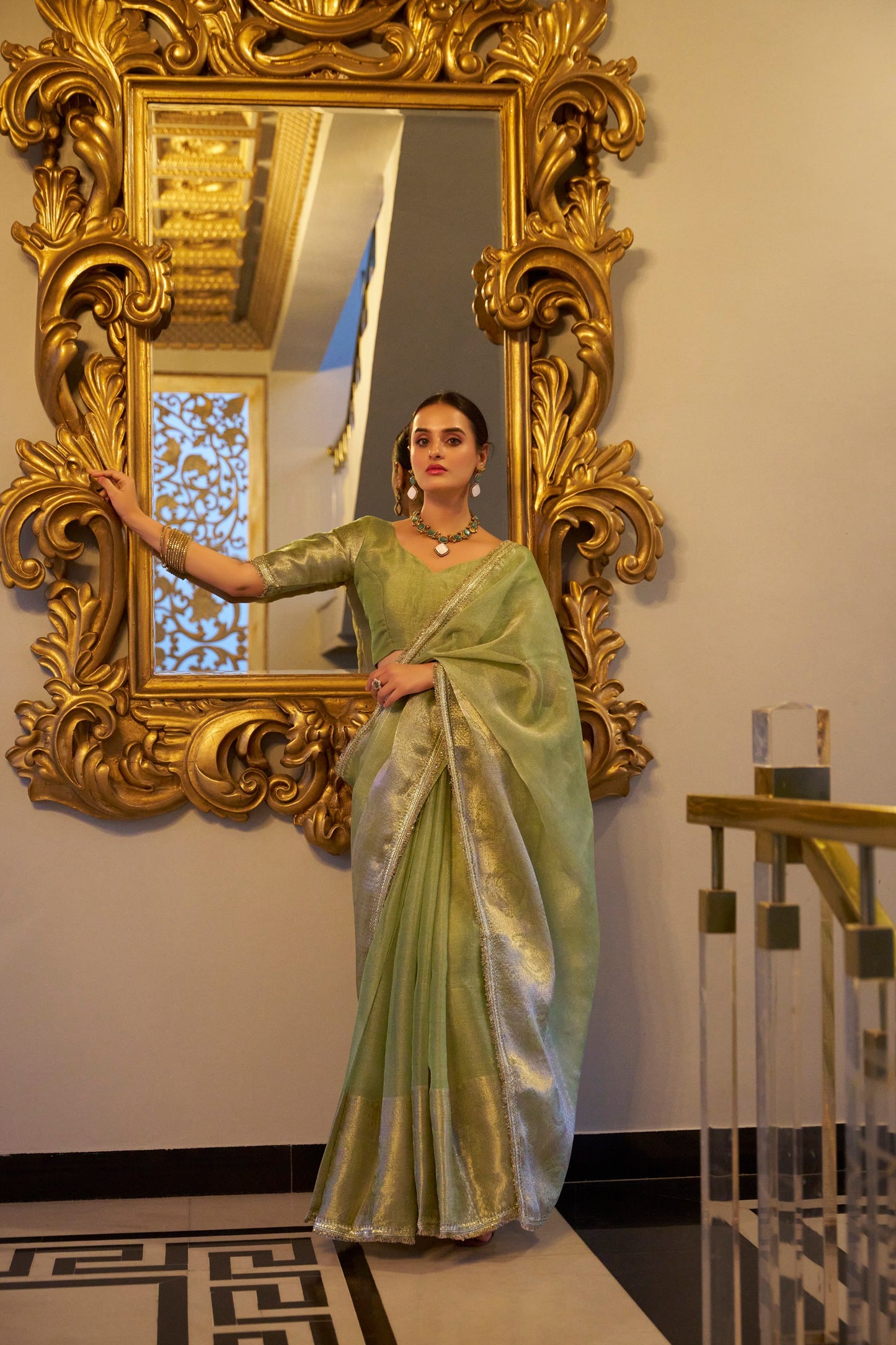 Buy green color designer saree Indore