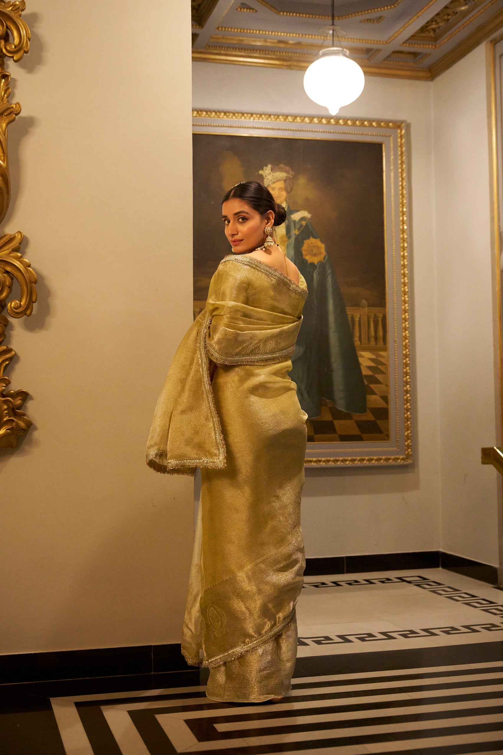 Buy Gold Colour Designer Saree