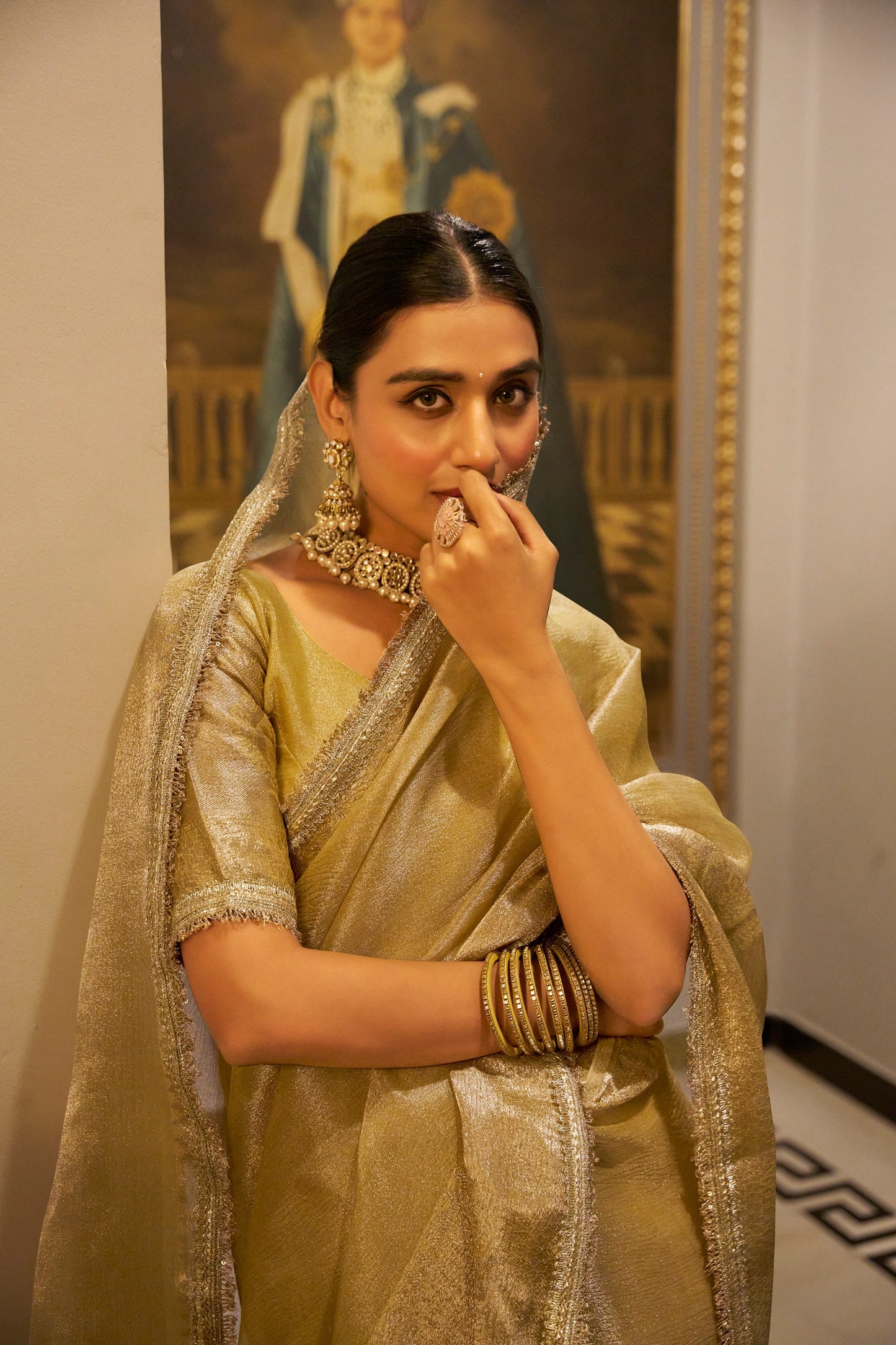 Gold Colour Designer Saree Indore