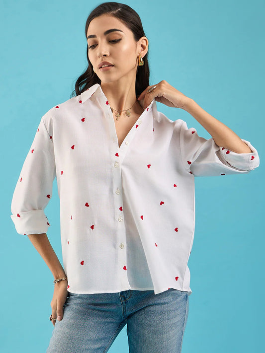 Buy white heart shirt women