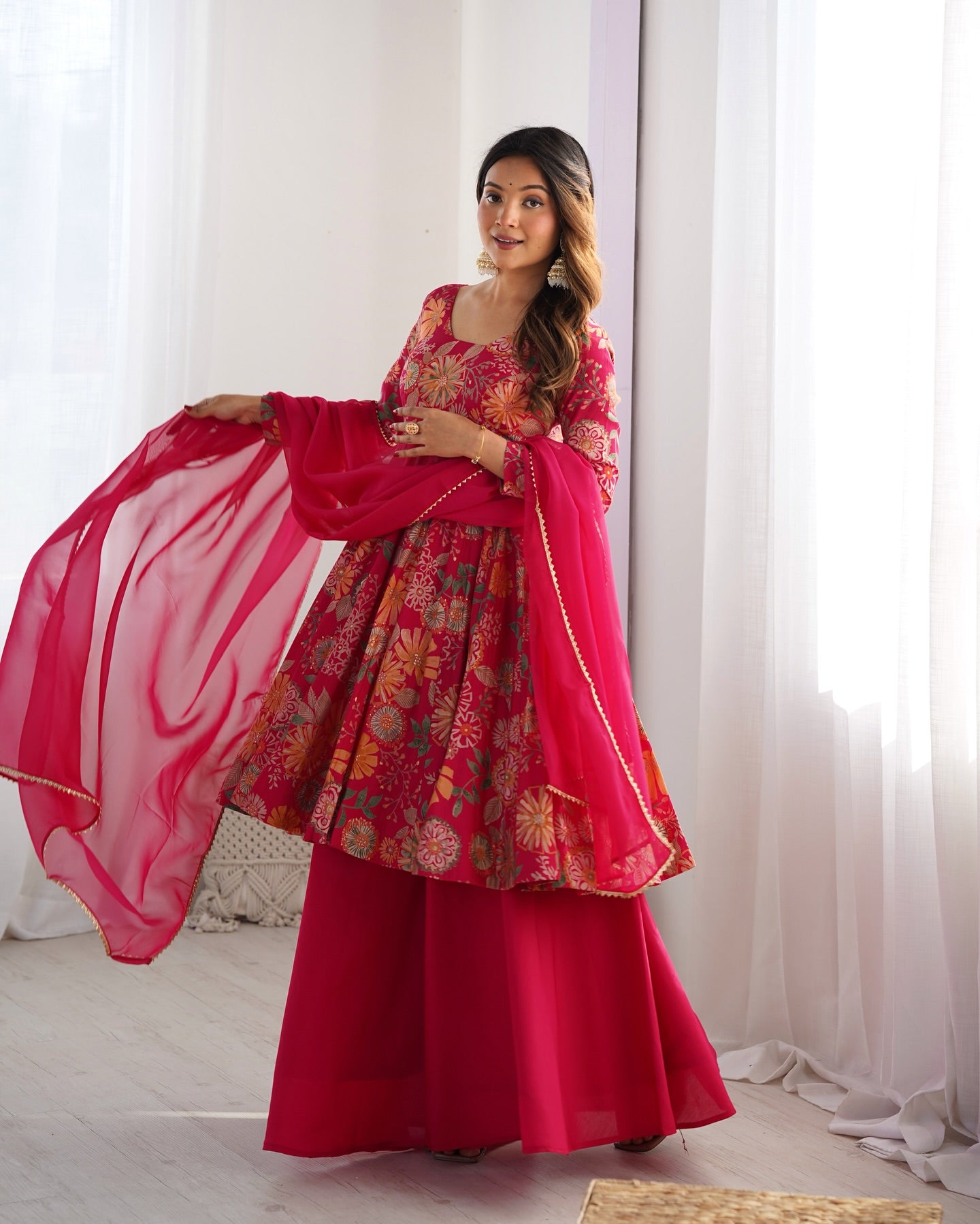 HEAVY PURE SOFT ROMANSILK CHANDERI DISCHARGE PRINT FABRIC
