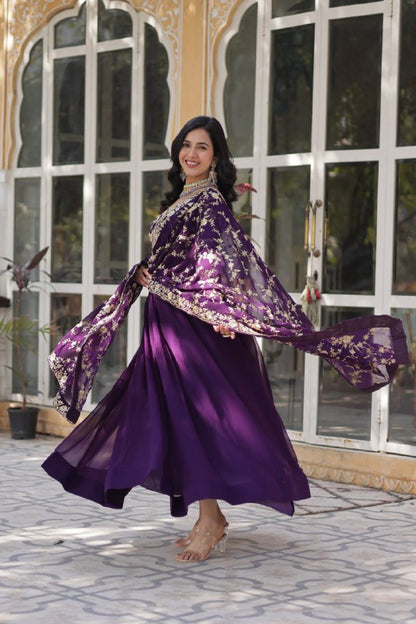 Faux Blooming gown with Sequins-Multi Embroidered Work