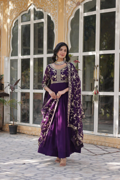 Faux Blooming gown with Sequins-Multi Embroidered Work