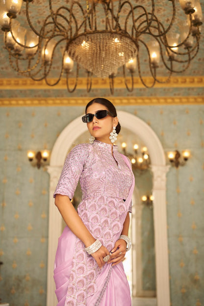Baby Pink Designer Saree Indore