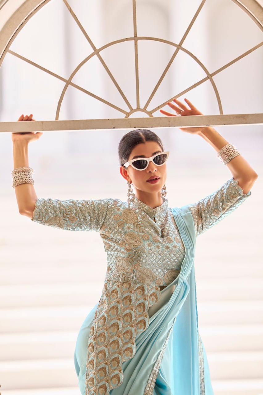 Light Blue Designer Saree