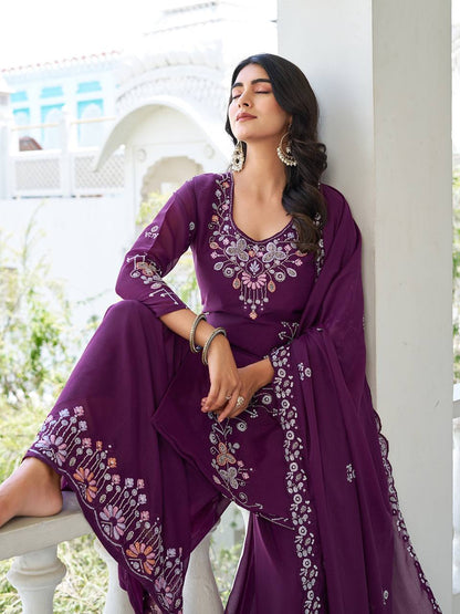 Designer Moti Work Kurta Palazzo and Dupatta