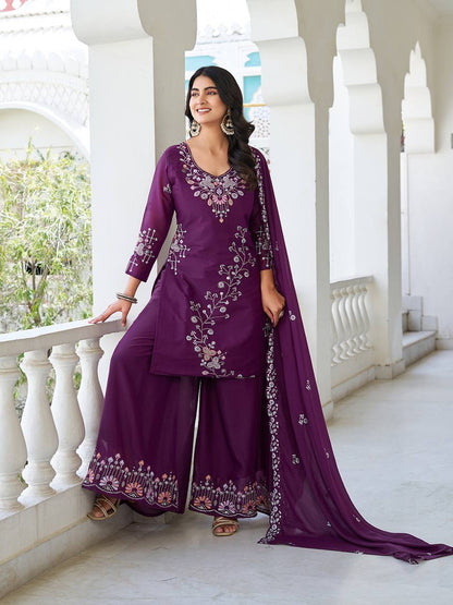Designer Moti Work Kurta Palazzo and Dupatta