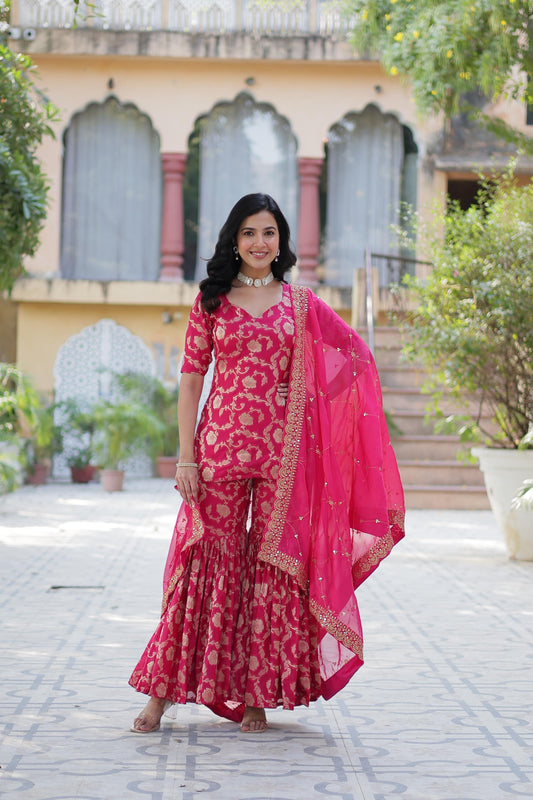 Rose Gold  Pink Sharara Set