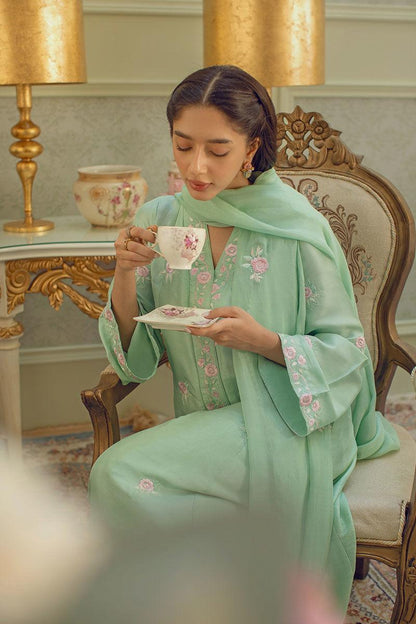 Mint green designer embroidered suit set