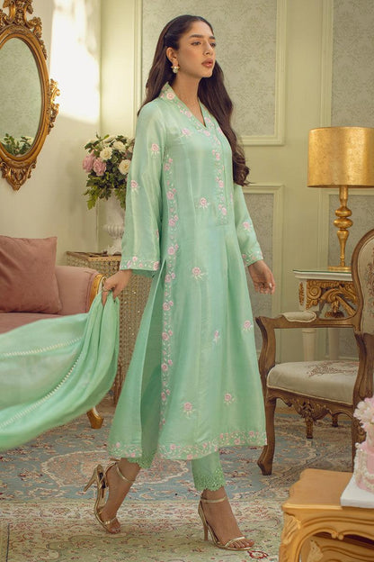 Mint green designer embroidered suit set