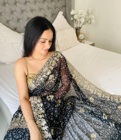 Party Wear Blue Saree for Women