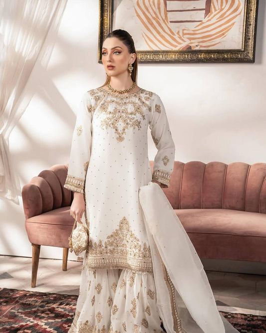 Faux Georgette With Heavy Embroidery Sequence Work sharara set