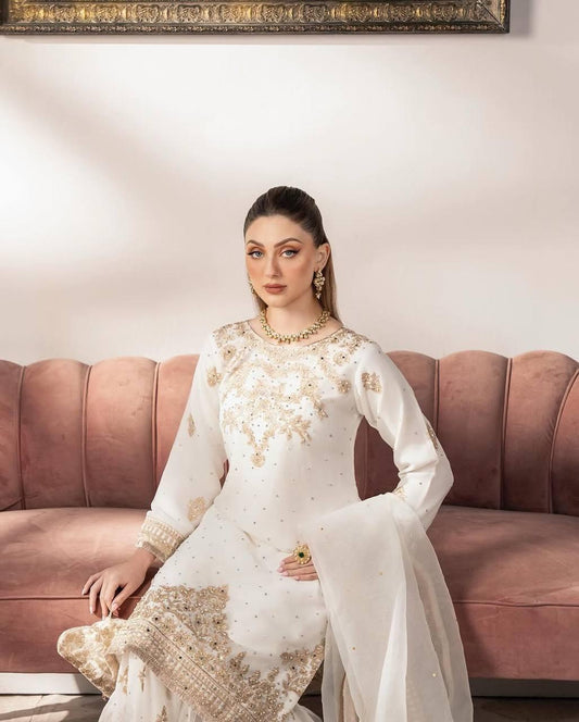 Faux Georgette With Heavy Embroidery Sequence Work sharara set