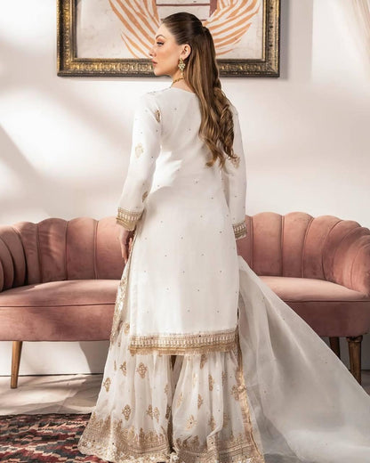 Faux Georgette With Heavy Embroidery Sequence Work sharara set