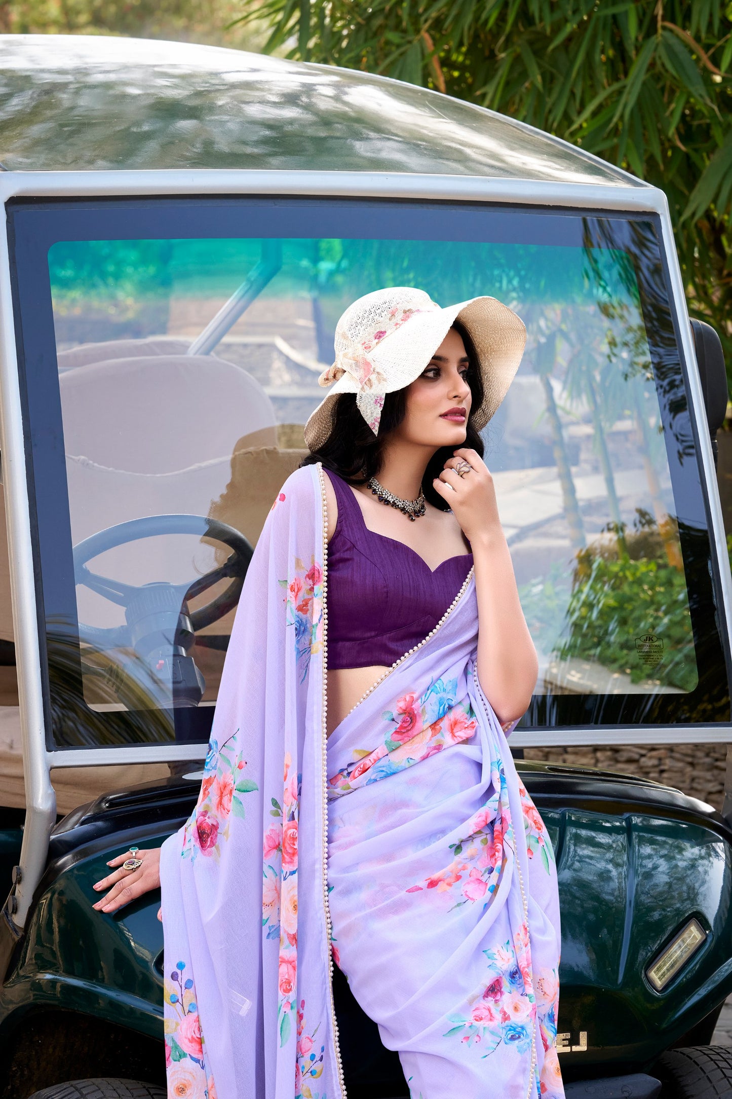 Buy Lavender Colour Designer Saree 
